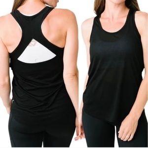 Zyia Vented Open Back‎ Tank Top Black Size XS